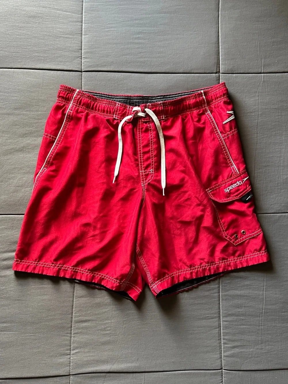 Speedo Red Men's Swim Board Shorts with Cargo Pocket
